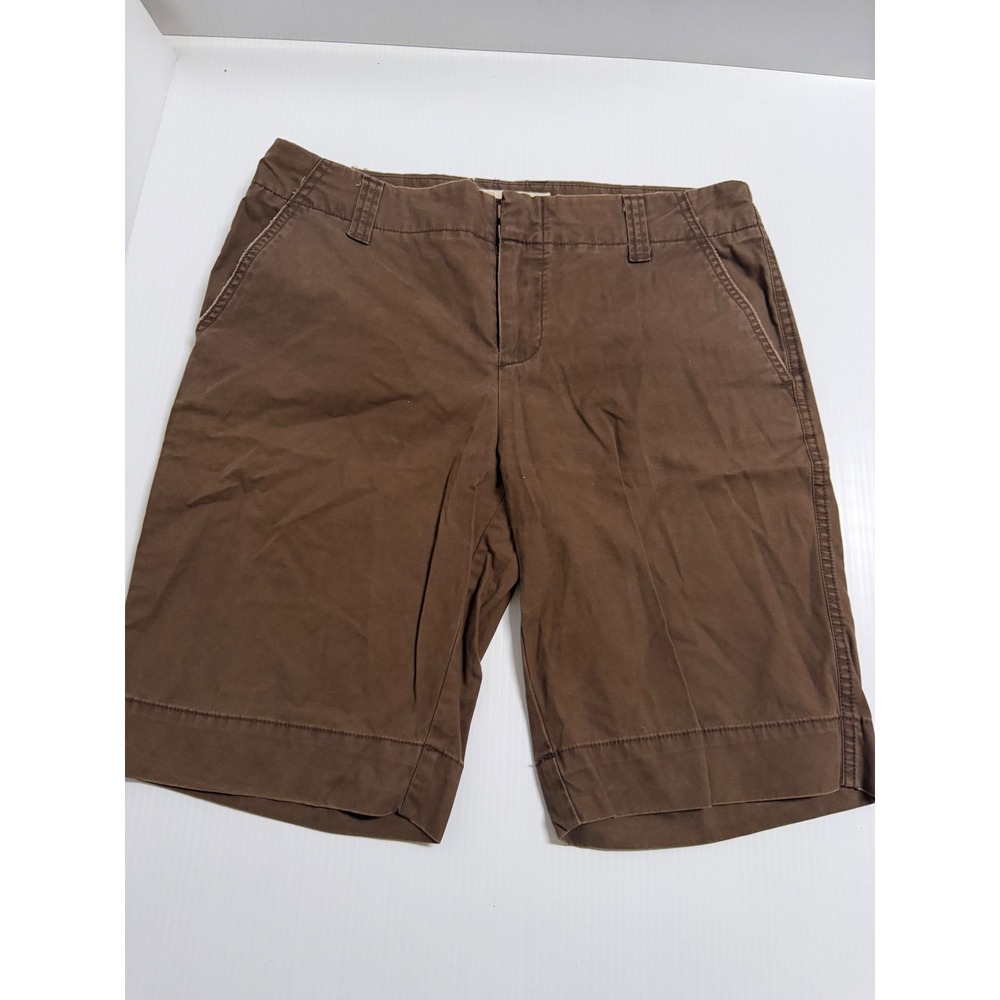 Gap Favorite Chino Bermuda Shorts Brown Size 12 Mid Rise Cotton Blend Casual